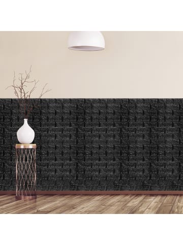 5er-Set: Wandpaneele Steinoptik in Schwarz - 78 x 70 cm