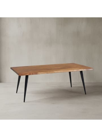 KADIMA DESIGN Couchtisch 110x60x40 cm Massivholz Sofatisch mit Baumkante