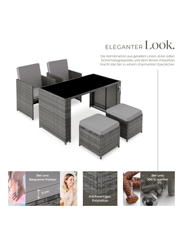 tectake Rattan-Gartenlounge für 2 bis 4 Personen, inklusive Flaschenöffner