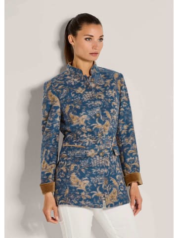 MADELEINE Eleganter Einreiher mit kunstvollem Print in rauchblau / caramel