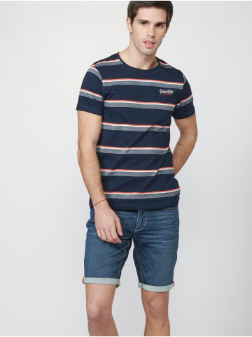 KOROSHI Kurzarm T-Shirt in blau