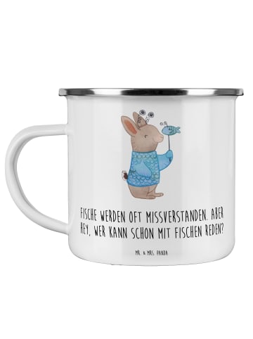 Mr. & Mrs. Panda Teetasse Fische Geheimnisse mit Spruch in Weiß