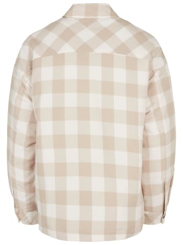 Urban Classics Urban Classics Damen Ladies Flanell Padded Overshirt in whitesand/lighttaupe