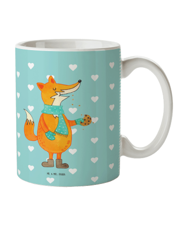Mr. & Mrs. Panda Kaffeetasse Fuchs Keks ohne Spruch in Türkis Pastell