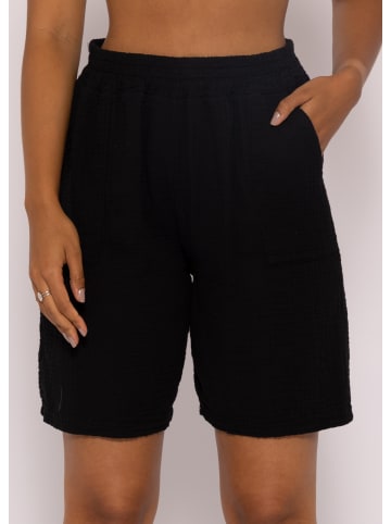 SASSYCLASSY Musselin Bermuda Shorts in Schwarz