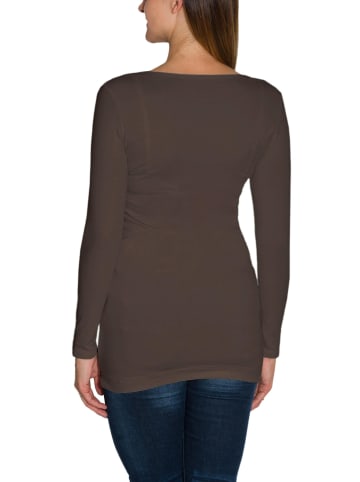 Alkato Alkato Damen Langarm Longshirt Langarmshirt in braun