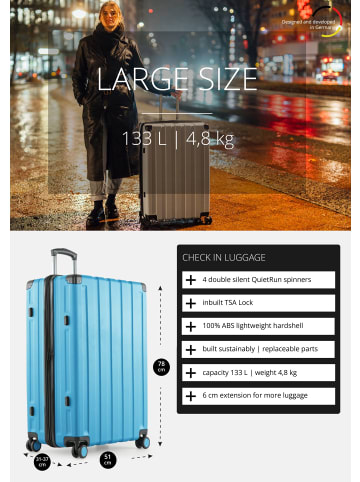 Hauptstadtkoffer Q-Damm - Großer Koffer Hartschale XL Trolley, TSA, 68cm, 4 Rollen, 133 L in Cyanblau