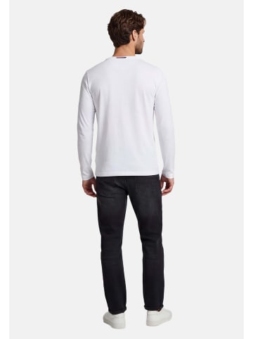 U.S. Polo Assn. Longsleeve USAaron – Herren Langarmshirt mit Logo-Stickerei in Weiss-Navy