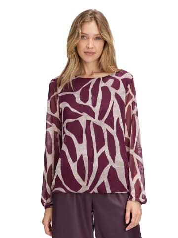 BETTY & CO Mesh-Shirt mit Gummizug in Dark Red/Nature