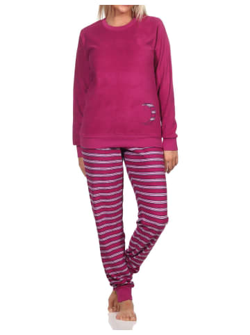 NORMANN Frottee langarm Schlafanzug Bündchen Pyjama - 82641 in beere