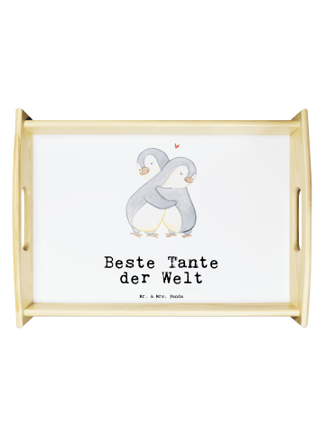 Mr. & Mrs. Panda Holztablett Pinguin Beste Tante der Welt mit Sp... in Weiß