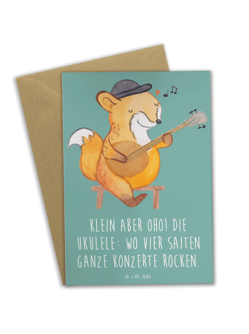 Mr. & Mrs. Panda Grußkarte Ukulele Magie mit Spruch in Meeresbrise