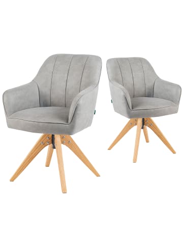 DUBI Möbel 2er-Set: Drehstuhl Mika-Noah in Hellgrau - (B)60 x (H)87 x  (T)65 cm