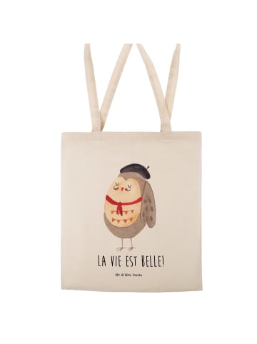 Mr. & Mrs. Panda Tasche Eule Frankreich mit Spruch in Creme