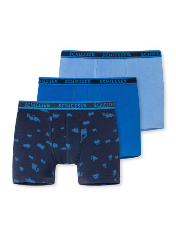 Schiesser Boxershort 3er Pack in Hellblau/Blau/Dunkelblau