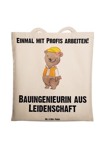 Mr. & Mrs. Panda Tragetasche Bauingenieurin Leidenschaft mit Spruch in Creme