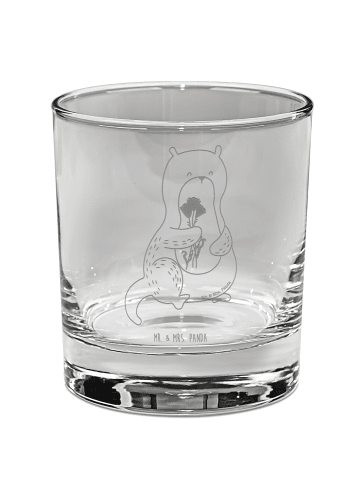 Mr. & Mrs. Panda Whisky Glas Otter Blumenstrauß ohne Spruch in Transparent