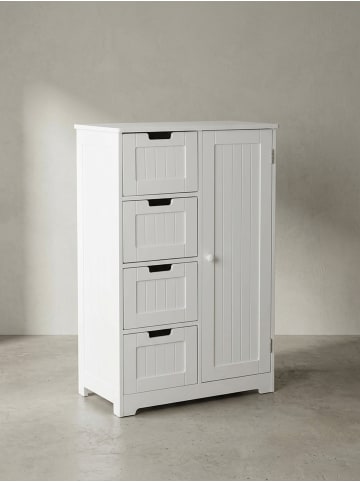 KADIMA DESIGN Badschrank | Weiß, 56x83x30cm, 4 Schubladen, 1 Tür