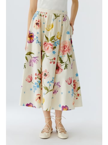 Oui Midirock aus reiner Baumwolle mit Alloverdruck in white red