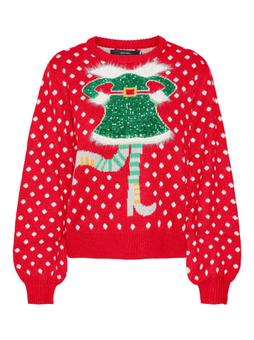 Vero Moda Strickpullover in Chinese Red