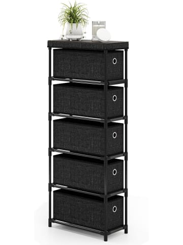 COSTWAY Schmaler Kommode mit 5 Schubladen in Schwarz