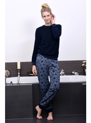 NORMANN Frottee Pyjama Schlafanzug Bündchen Sterne - 48772 in marine