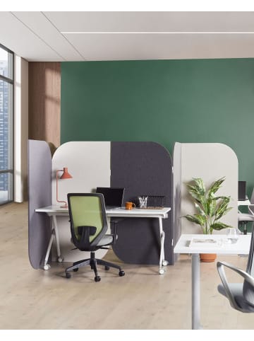 Beliani Büro-Raumteiler SHADY in Grau/Beige - (W) 400 x (H) 160 x (L) 2 cm