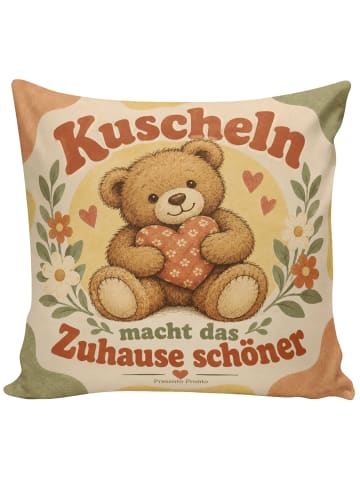 Mr. & Mrs. Panda Kissen Bär verspielt Design mit Spruch in Weiß