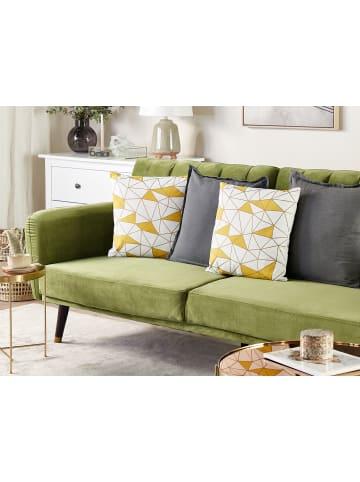 Beliani 2er-Set Dekokissen CLARKIA in Weiß/Gold/Gelb