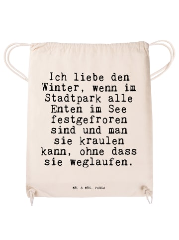 Mr. & Mrs. Panda Sportbeutel Ich liebe den Winter,... mit Spruch in Creme