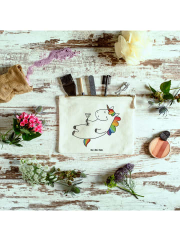 Mr. & Mrs. Panda Kosmetiktasche Einhorn Blümchentail ohne Spruch in Weiß