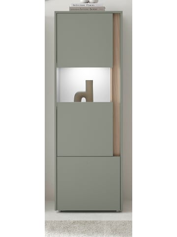 Furn.Design Vitrine Salbei grün, Barista Eiche 50 x 150 cm, Vitrinenschrank halbhoch