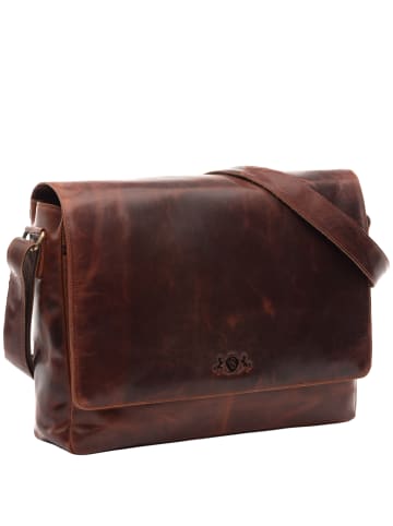 SID & VAIN Leder-Messenger Laptoptasche Laptoptasche SPENCER in braun