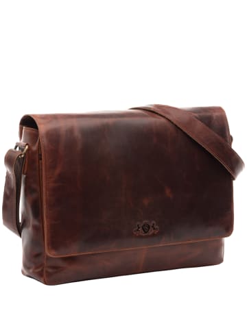 SID & VAIN Leder-Messenger Laptoptasche SPENCER groß Laptop-Tasche 15 Zoll echt Leder in braun