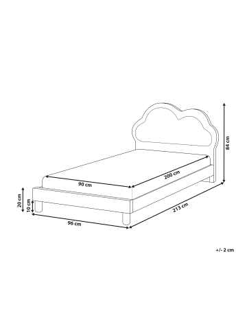 Beliani Einzelbett MAZOU in Rosa/Weiß/Braun - (W) 96 x (H) 84 x (L) 213 cm