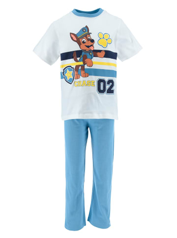 Paw Patrol 2tlg. Outfit: Schlafanzug kurzarm Shirt und Hose in Weiß