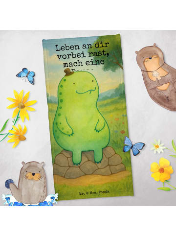 Mr. & Mrs. Panda Badehandtuch Schildkröte Pause Design mit Spruch in Weiß