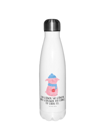Mr. & Mrs. Panda Thermosflasche Schweinchen Glühwein mit Spruch in Weiß