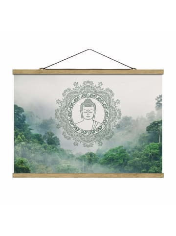 WALLART Stoffbild mit Posterleisten - Buddha Mandala im Nebel in Grün