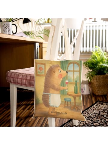 Mr. & Mrs. Panda Schultertasche Igel Wein Design ohne Spruch in Weiß