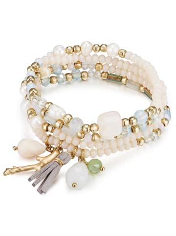 Lulu & Jane Armband Metall-Legierung Crystal Süßwasser-Zuchtperle in gelbgold