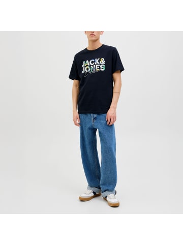 Jack and Jones T-Shirt JJGEPLAS Tee SS Crew Neck in Dunkelblau