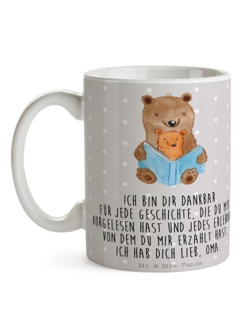 Mr. & Mrs. Panda Frühstückstasse Bären Buch mit Spruch in Grau Pastell