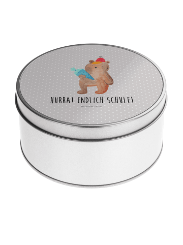 Mr. & Mrs. Panda Erinnerungsbox Bär Schultüte mit Spruch in Grau Pastell