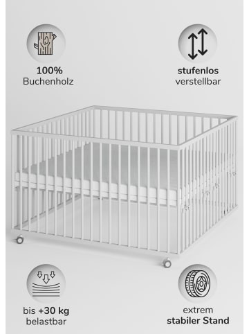 Sämann Sämann Laufgitter mit Matratze - weiß - Premium Kollektion