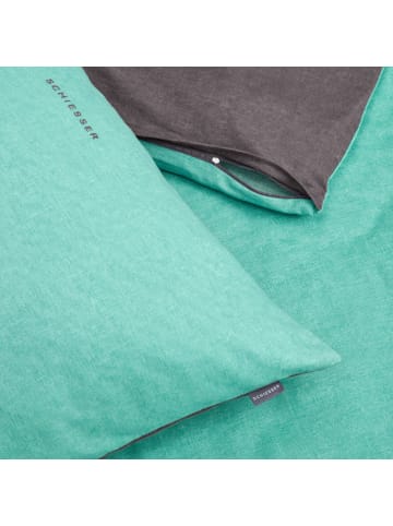Schiesser Feinbiber-Bettwäscheset Doubleface in Mint-Anthrazit