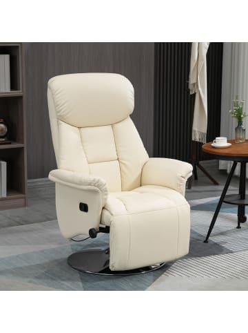 HOMCOM Relaxsessel-80L x 78B x 109H cm-Cremeweiß
