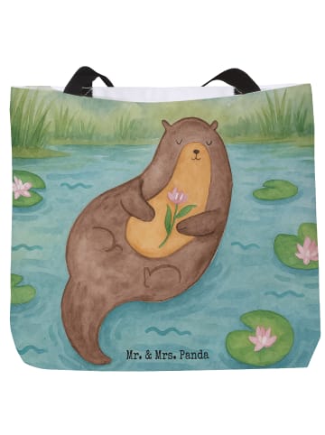 Mr. & Mrs. Panda Strandtasche Otter Seerose Design ohne Spruch in Weiß