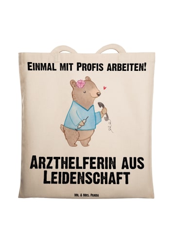 Mr. & Mrs. Panda Tasche Arzthelferin Leidenschaft mit Spruch in Creme