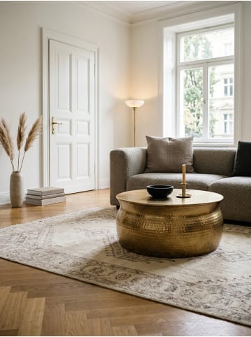 KADIMA DESIGN Couchtisch 75x31x75 cm Aluminium Beistelltisch orientalisch in Gold